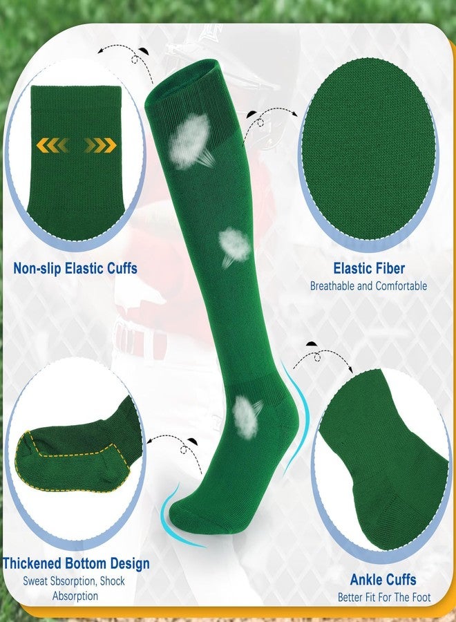 VONMELLI Youth Baseball Softball Belt and Socks Combo, Elastic Kelly Green Belt and Socks for Boys Girls (2 Pairs of Socks & 1 Belt) - Image 2